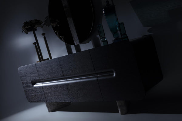 Maybach Esszimmergarnitur aus schwarzer Eiche