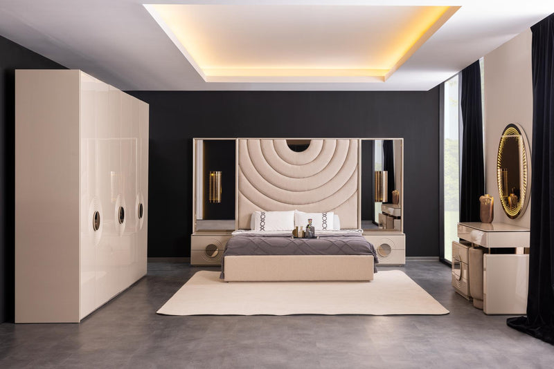 Panamera Bedroom Set: 6-Door Wardrobe, Dresser, Nightstands, 160/200cm Beds, Elegant and Spacious Design