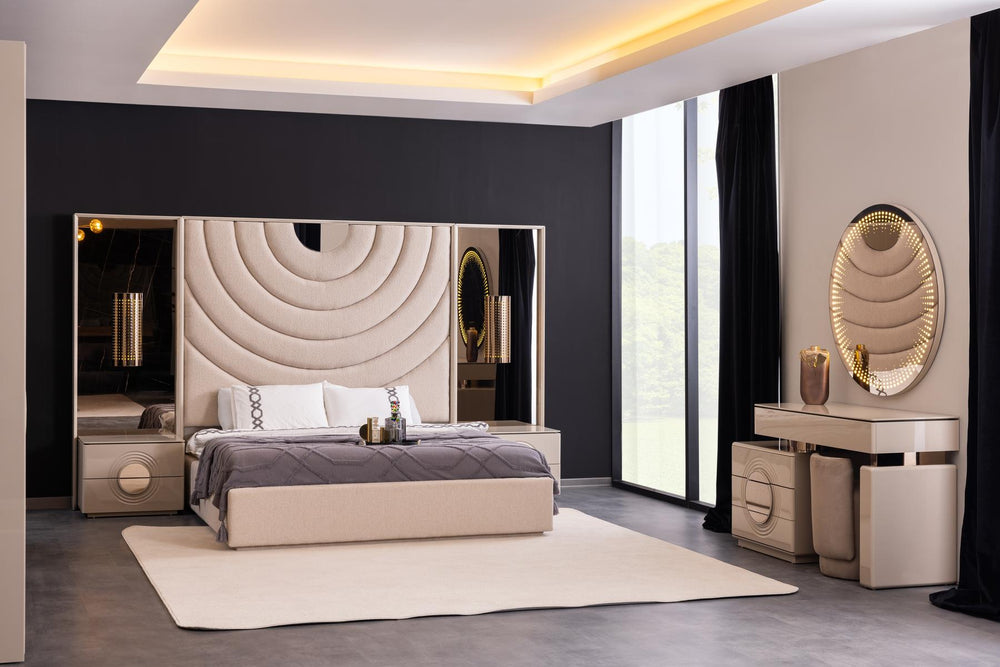 Set Camera Da Letto Panamera: Armadio 6 Ante, Comò, Comodini, Letti 160/180 Cm, Design Elegante e Spazioso