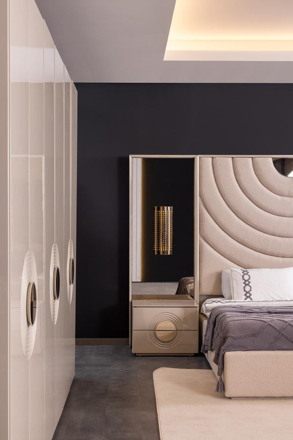 Set Camera Da Letto Panamera: Armadio 6 Ante, Comò, Comodini, Letti 160/180 Cm, Design Elegante e Spazioso