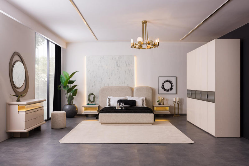 Sahara Bedroom Set: 6-Door Wardrobe, Dresser, Nightstands, 160/180cm Beds, Elegant and Spacious Design