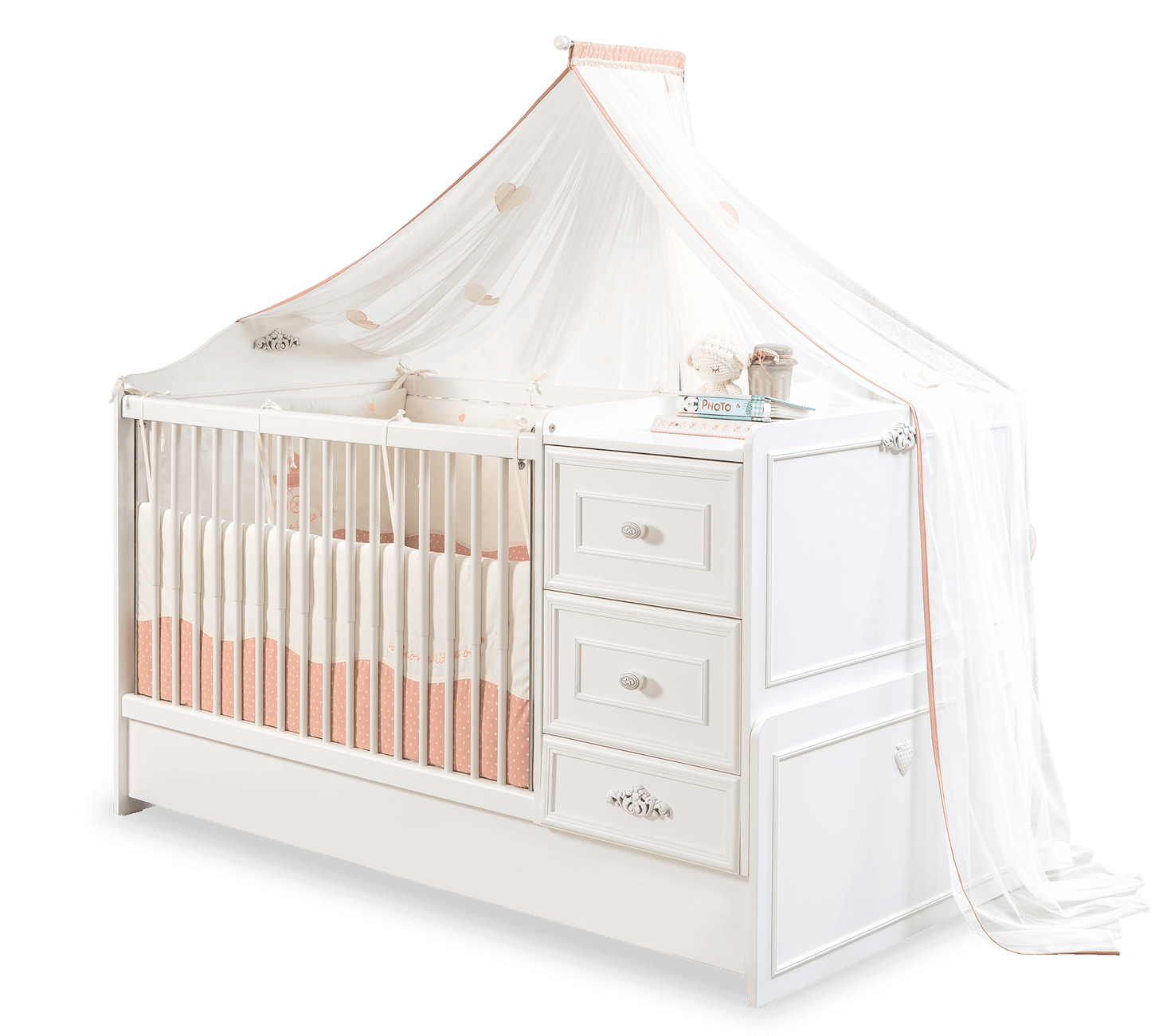 Lettino trasformabile Romantica per bebè (75x160 Cm)