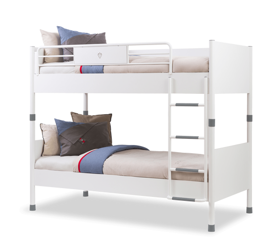 Letto a castello 255x112 cm in legno bianco e naturale con armadio - Kalen