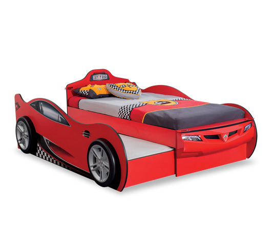 Race Cup Auto letto macchina per bambini (con letto amico) (rosso) (90x190 - 90x180 Cm)