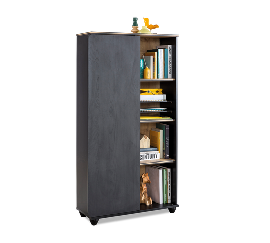 Libreria Black Con Portaoggetti