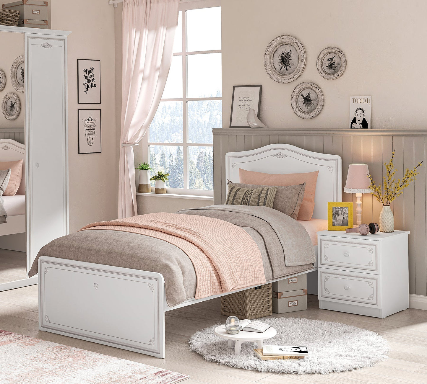 Letto Selena Grey (Grigio) (120x200 Cm)