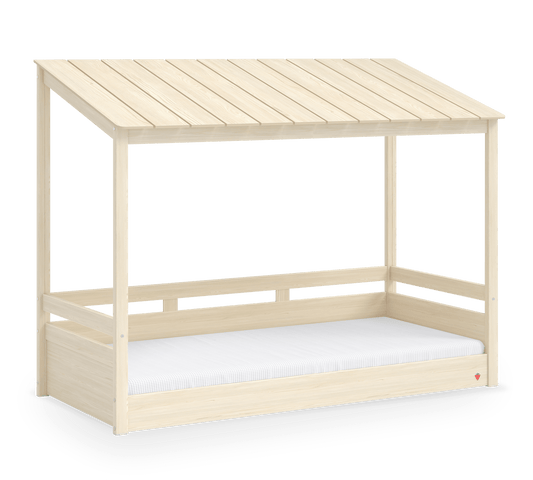Letto Montessori Natural Con Tetto In Legno