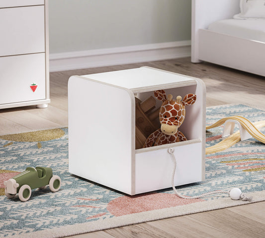 Scatola dei giocattoli/puff bianco Montessori