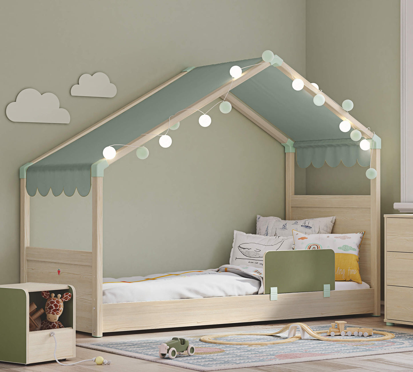 Tenda da tetto laterale Montessori (verde)