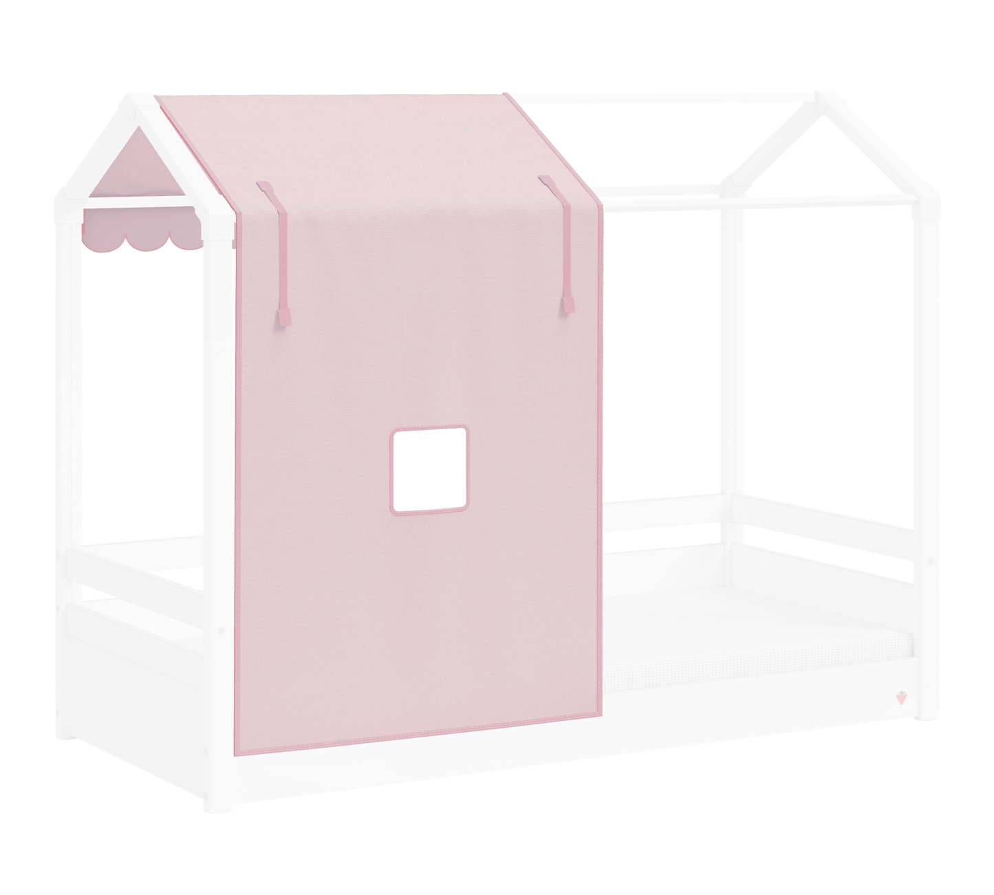 Mezza tenda con letto a tetto piano Montessori rosa