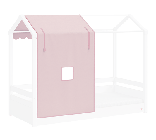 Mezza tenda con letto a tetto piano Montessori rosa