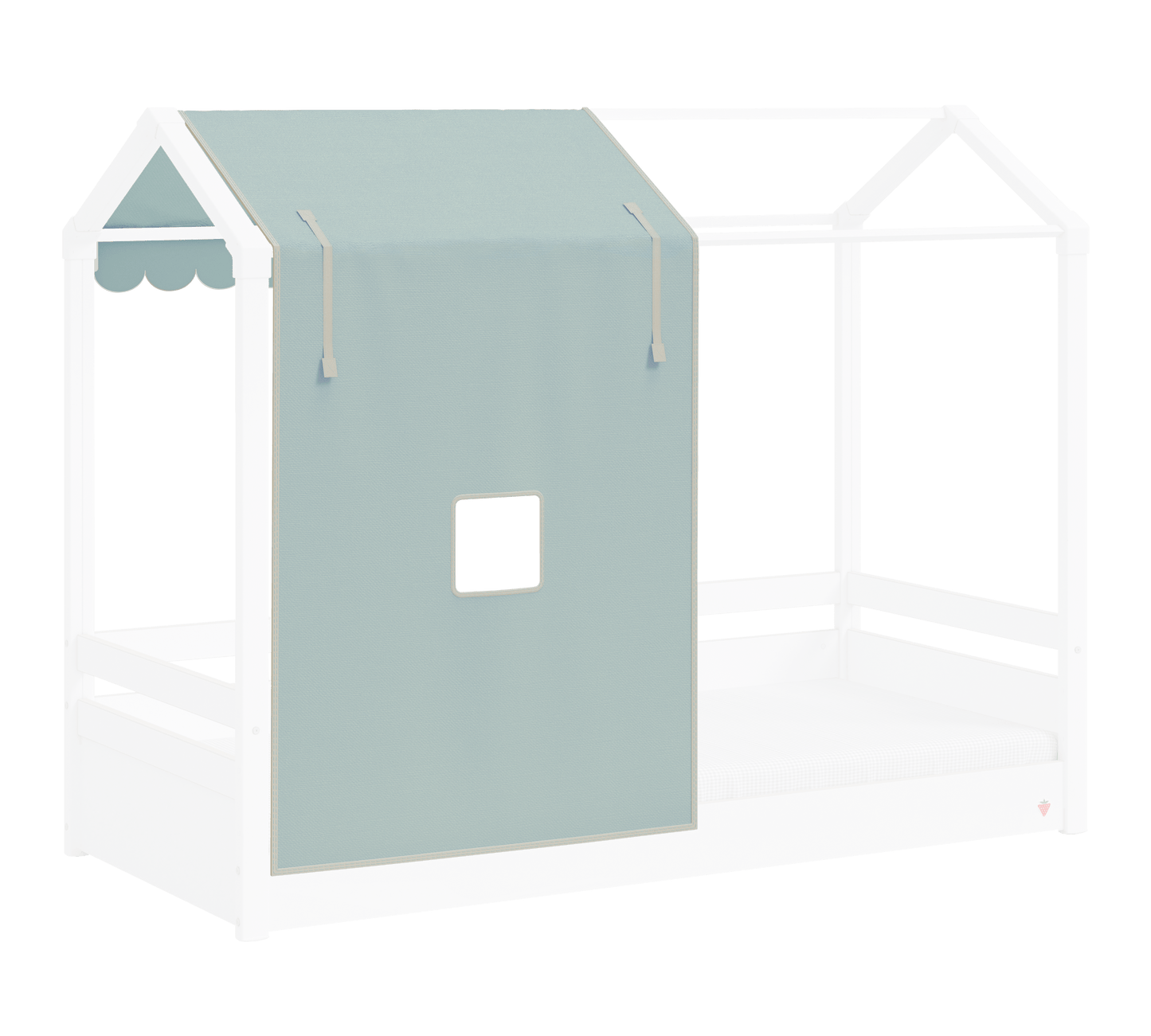 Mezza tenda con letto a tetto piano Montessori verde