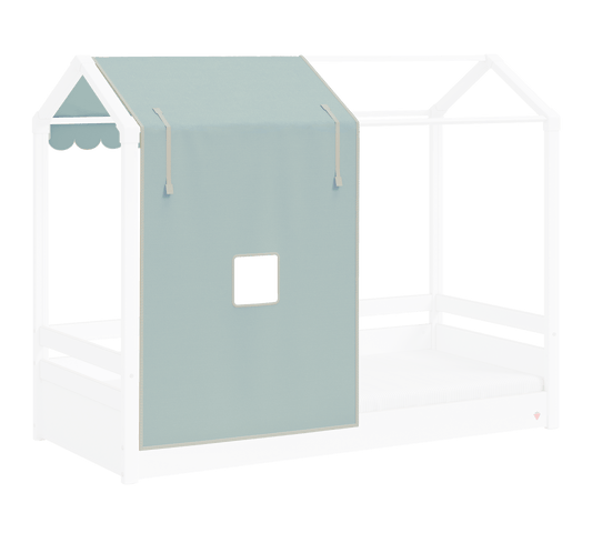Mezza tenda con letto a tetto piano Montessori verde