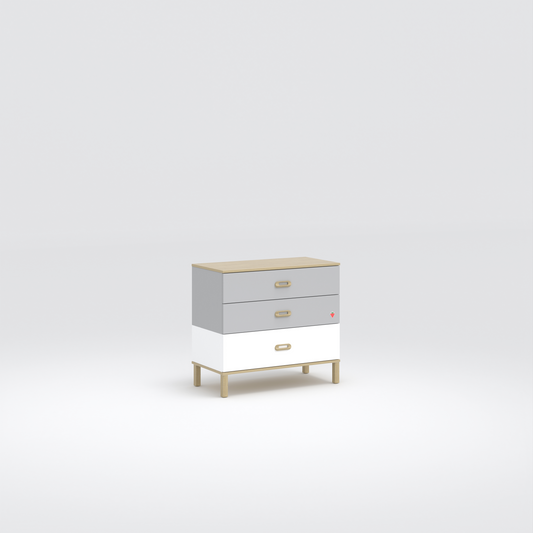 Comò cassettiera bianco, grigio e color legno Cleo Baby